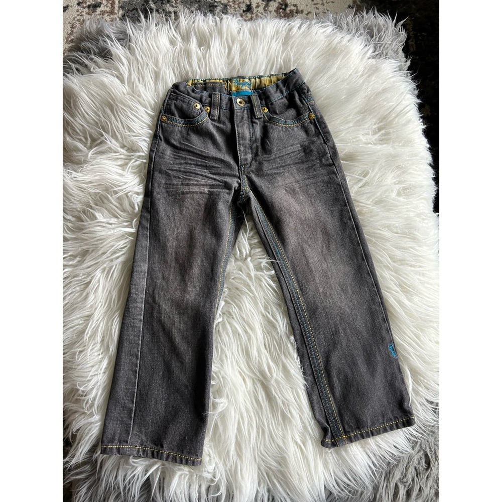 Coogi kids Denim Straight Leg Jeans Embroidered Pockets Dark Wash Black SZ 5